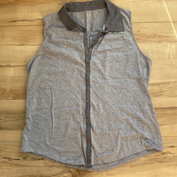 Loft Womens L Button Front Tank With Collar. Microdots. Sleeveless Blouse. - Picture 8 of 11